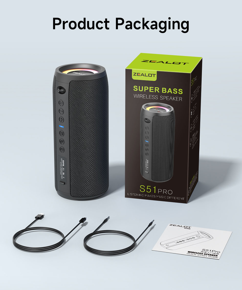 Zealot S51 Pro Portable Bluetooth Speaker 40W, 4000mAh